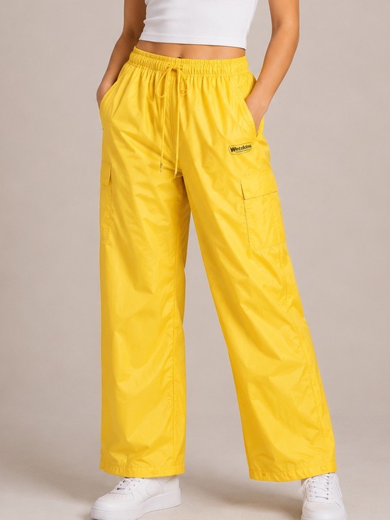 Wetskins Pants - Wetskins Waterproof Rain Pants High Rise Drawstring Outdoor Hiking Yellow Small